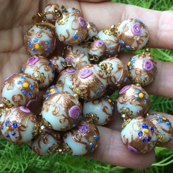 1920s ORIGINAL Venetian Murano Glass Beads/Earrings - Picture 1 of 9